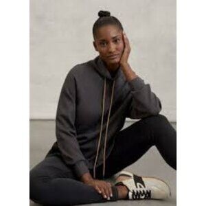 VARLEY Atlas Drawstring Side Zip Mock Neck Sweatshirt Sz XS Forged Iron Marl 